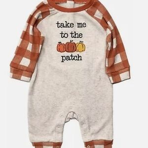 Cozy Plaid Kids Romper with Pumpkin Design